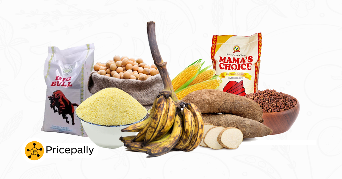 Carbohydrate-rich foods and Nigerian staple foods are also available on Pricepally 