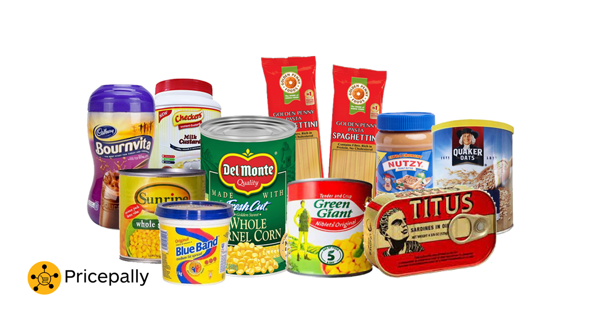 canned and packaged foods, and processed foods are also available on Pricepally