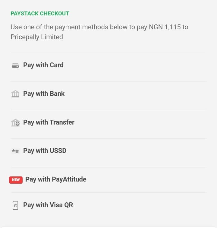 Pricepally Paystack Checkout Page