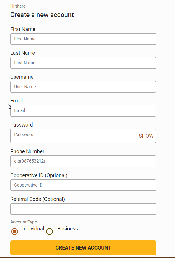 A screenshot showing Pricepally signup page
