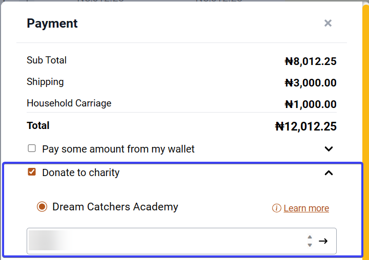The “donate to charity” box is available in the payout section.