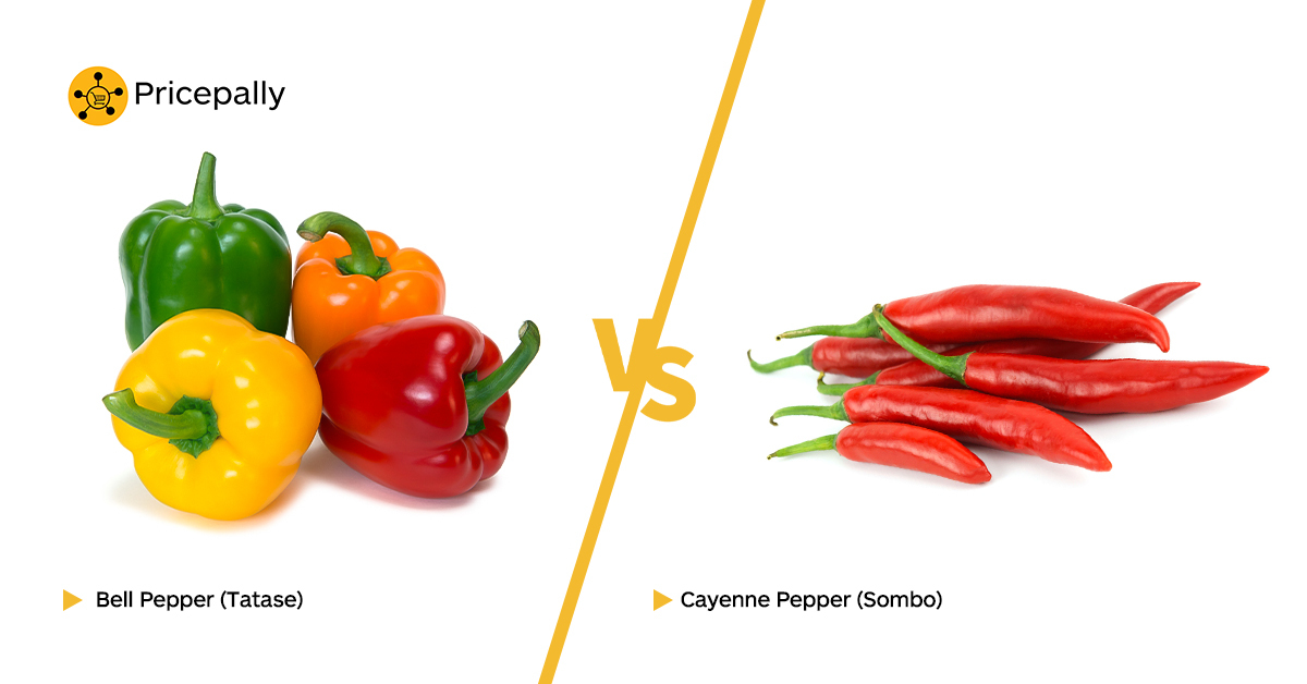 Bell pepper (tatase) vs Cayenne pepper (sombo)