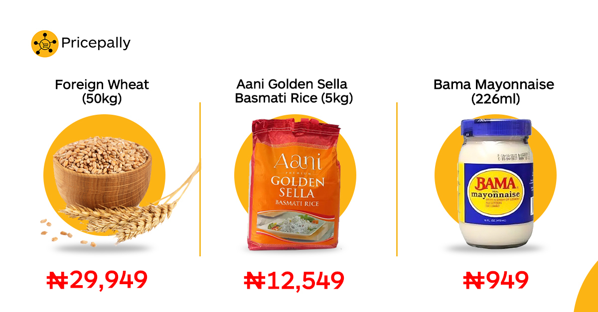 Prices of health packaged foods, such as wheat, basmati rice, and mayonnaise on Pricepally