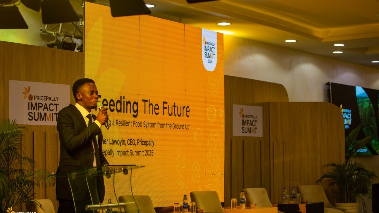Luther, PricePally CEO, speaking at the Impact Summit
